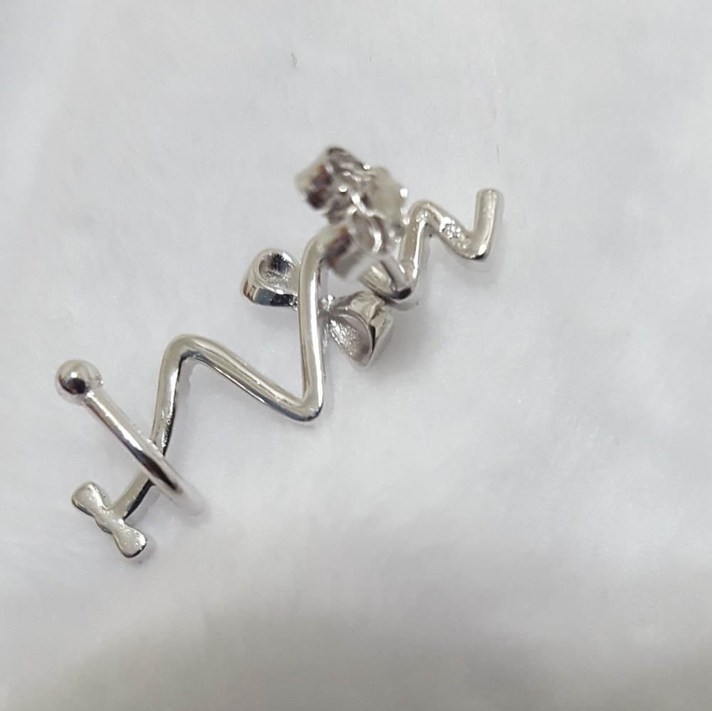 Sterling Silver Ear Cuffs with Cubic Zirconia - Picture 2 of 4